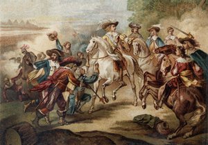 Louis II de Bourbon, prince de Condé (Bourbon-Condé) (Grand Condé) (1621-1686) à Rocroy. Chromolithographie