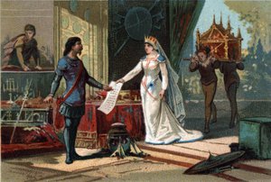 Louis II dit le Bègue (846-879), roi de France recevant de sa belle-mère (Richilde d