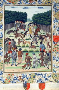 Louis Malet (1441-1516) Seigneur de Graville, chassant le sanglier, du Terrier de Marcoussis, après 1493 - French School
