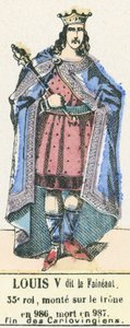 Louis V dit le Fainéant, 35e roi, monté sur le trône en 986, mort en 987, fin des Carolingiens - French School