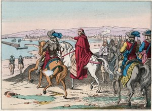Louis XIII (1601-1643) et le Cardinal de Richelieu au siège de La Rochelle, place d
