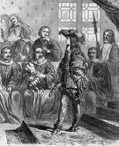 Louis XIV (1638-1715) à 17 ans en 1652 devant le parlement et forçant le président à dissoudre l