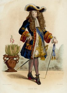Louis XIV (gravure en couleur) - French School