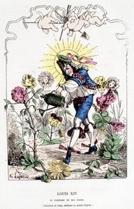 Louis XIV déguisé en jardinier - dans "Histoire de France Tintamarresque" de Touchatout - French School
