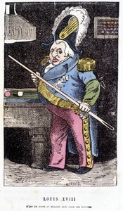 Louis XVIII jouant au billard - dans « Histoire de France Tintamarresque » par Touchatout - French School