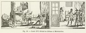 Louis XVI dictant sa défense à Malesherbes - French School