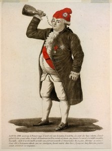 Louis XVI portant le bonnet rouge, criant 