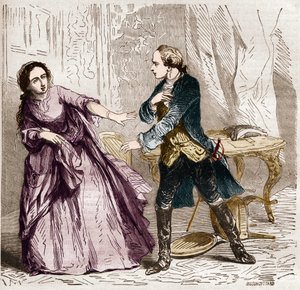 Louis XV roi de France (1710-1774) avec la comtesse (Madame) de Ventimiglia (1712-1741) sa maîtresse. Gravure dans « L