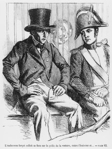 Lucien de Rubempré et Vautrin arrêtés, illustration de Splendeurs et Misères des Courtisanes par Honoré de Balzac, publié en 1867 - French School