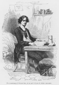 Lucien de Rubempré écrivant une lettre, illustration de 