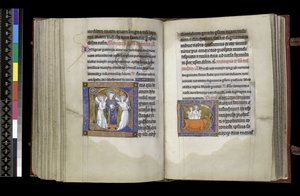 MS 300 f202v-203r, Suffrage à Saint Denis et Suffrage à Saint Eustache, du Psautier et Heures d