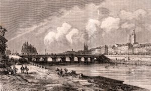 Mâcon - Bourgogne-Franche-Comté - gravure dans « La France illustrée : géographie, histoire, administration statistique » par V.A. Malt-Brown. 1884 - French School