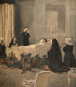 Madame Carnot sur son lit de mort, illustration du Petit Journal : Supplément illustré, 16 octobre 1898