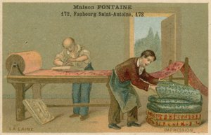 Carte commerciale Maison Fontaine, impression sur laine - French School