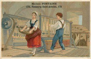 Carte commerciale Maison Fontaine, filage de la laine - French School