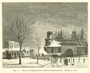 Maison de Beaumarchais, boulevard Beaumarchais, démolie en 1818 - French School