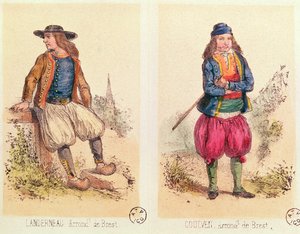 Costumes masculins de Landerneau et Goulven, de Les Costumes Bretons de Sorrieu - French School