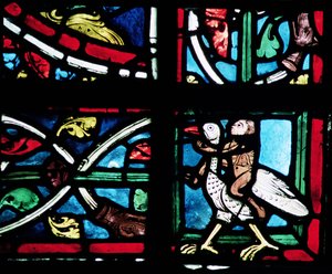 Homme chevauchant un oiseau, XIIIe siècle - French School