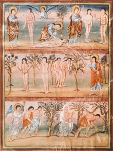 Page de manuscrit représentant des épisodes de la vie d