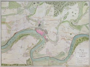 Carte de Düsseldorf et des environs (plume et encre sur papier) - French School