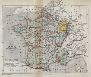 Carte de la France à la mort de Louis XIV en 1715 - Plan de la France à la mort de Louis XIV en 1715 - gravure de « Histoire de France » par Victor Duruy (1811-1894) - 1882 - French School