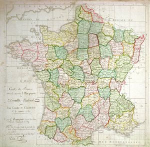 Carte de France montrant les plans de division des départements, 1789