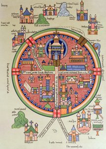 Carte de Jérusalem et de la Palestine, incluant les sites sacrés et le Temple de Salomon