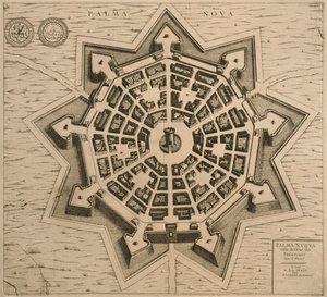 Carte de Palmanova, de Les Villes de Vénétie, 1704, publiée par Rutgert Alberts à La Haye