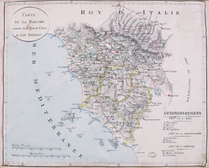 Carte de la Toscane, détail de la grande carte de J. de Baillou - French School
