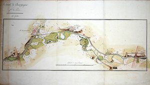 Carte du Canal de Bourgogne, fin du 18e siècle - French School
