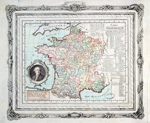 Carte des régions et districts de France, connue sous le nom de Carte de Necker, 1789