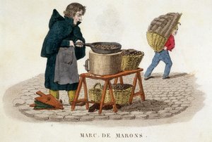 Marchand de châtaignes - gravure - French School