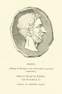 Marcus Licinius Crassus, collègue de Pompée le Grand et de Jules César dans le premier triumvirat, tué en combattant les Parthes en 53 av. J.-C. - French School