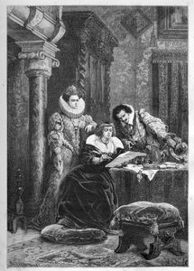 Marie de Médicis avec ses amis et confidents italiens influents Leonora Dori (Dosi) dite Galigaï (1571-1617) et son mari Concino Concini (Conchine) (vers 1575-1617) - French School