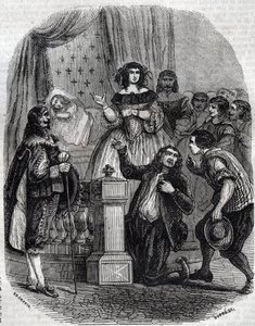 Marie de Médicis (1573-1642), reine de France et régente du royaume pour son fils, dormant dans son lit - Marie de Médicis, deuxième épouse du roi Henri IV de France, de la maison de Bourbon, régente pour son fils, La régente montrant son fils, Louis XIII  - French School
