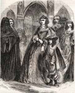Marie de Médicis (1573-1642), reine de France et régente du royaume avec son fils Louis XIII allant à Notre-Dame de Paris - dans "Histoire de France" par L.-P. Anquetil - French School