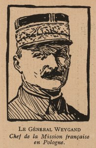 Maxime Weygand, général français et membre de la Mission interalliée envoyée pour soutenir la Seconde République polonaise pendant la guerre soviéto-polonaise en 1920 (litho)