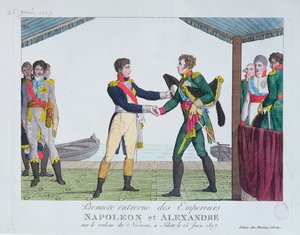 Rencontre entre Napoléon Ier et Alexandre Ier, à Tilsit, 25 juin 1807 - French School