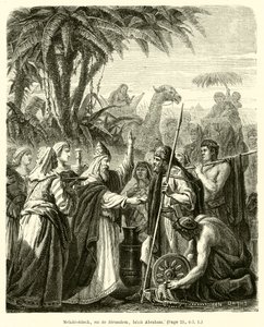 Melchisédech, roi de Jérusalem, bénit Abraham (gravure) - French School
