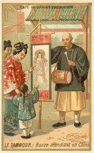 Moine mendiant avec un tambour, Chine