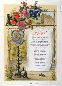 Menu, possiblement de Le Bernois, 14 janvier 1888 - French School