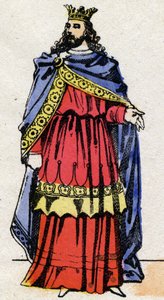 Dynastie mérovingienne : Portrait de Childéric III (714-755) roi des Francs de 743 à 751. Imagerie d