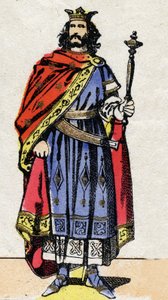 Dynastie mérovingienne : Portrait de Chilpéric II (circa 700-721) roi des Francs de 715 à 721. Imagerie d