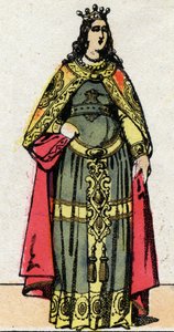 Dynastie mérovingienne : Portrait de la Reine Clotilde épouse de Dagobert III (699-715). Imagerie d