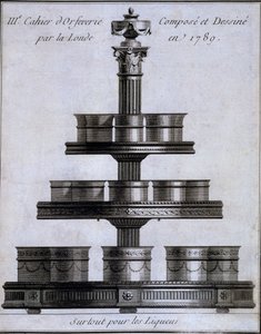 Métal: un ensemble de tasses à liqueur sur un support, 1780-96 - French School