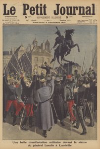 Démonstration militaire devant la statue du général Lasalle à Lunéville, France - French School
