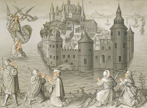 Miracle de la Vierge Marie sauvant des pèlerins au Mont Saint-Michel - French School