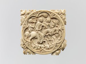 Boîtier de miroir avec une partie de fauconnerie, 1330-60 - French School