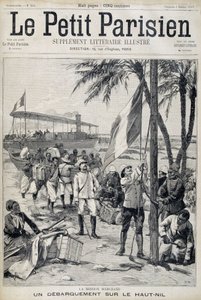 Mission Marchand : débarquement sur le haut Nil - dans "Le Petit Parisien" du 02/10/1898 (gravure)