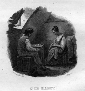 Mon habit Chanson de Béranger dans « Œuvres complètes » (1834) de Pierre Jean de Béranger (1780-1857), poète et chansonnier français - French School